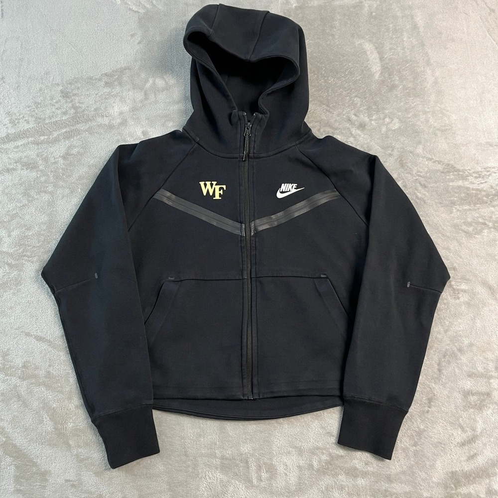 Nike Tech Fleece Full Zip Hoodie Womens Small Black Wake Forest WF Training